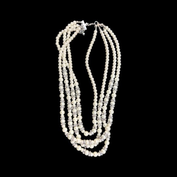 Vintage Faux Pearl Statement Necklace Chunky Beaded Bridal Necklace Mother Bride - Picture 2 of 12